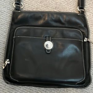 Black leather cross body bag